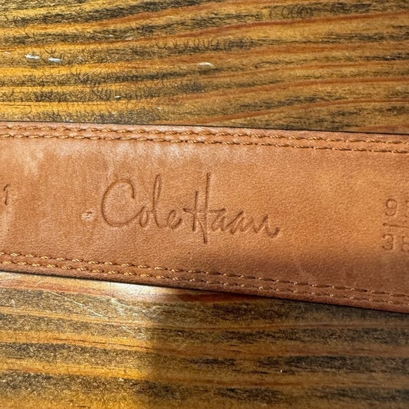 Cole Haan Black Leather Brauded Belt with Signature Silver Tone Buckle Size 38 - Picture 3 of 8